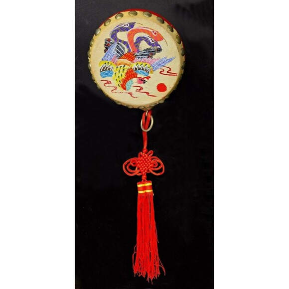 Chinese Hand Drum Percussion Instrument Feng Yang Flower Drum Hand Painted Box - Picture 8 of 15